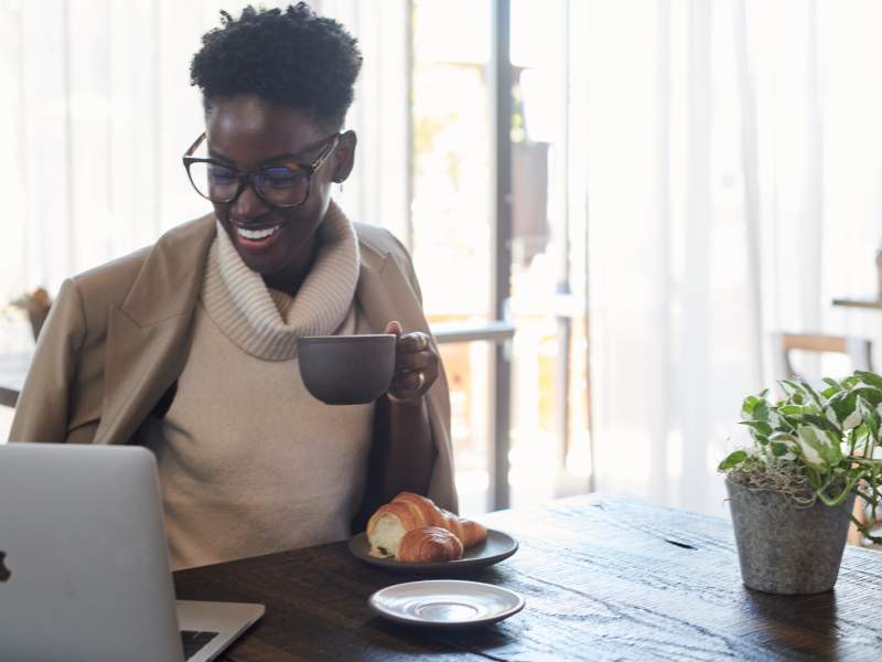 woman having coffee