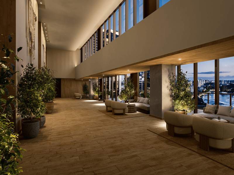 Social Space Venue with a large window of Colorado River view from 1 Hotel Austin