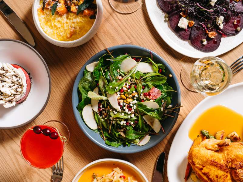 dinner food on a table