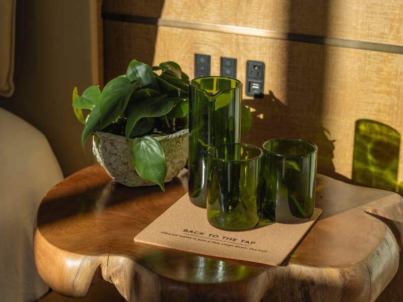 Recycled glasses on tableside