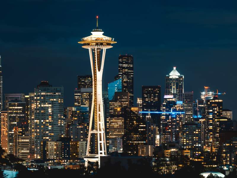 Seattle Space Needle at night