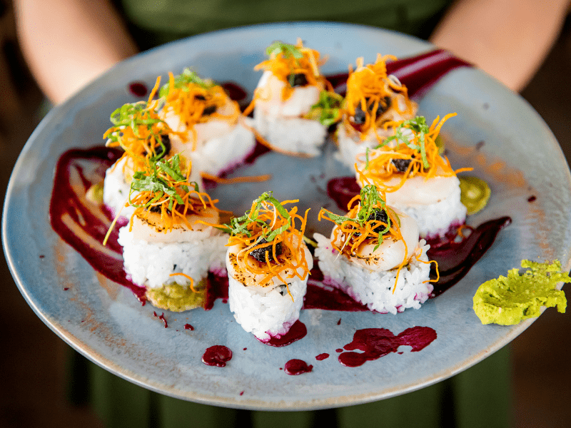 A plate with sushi