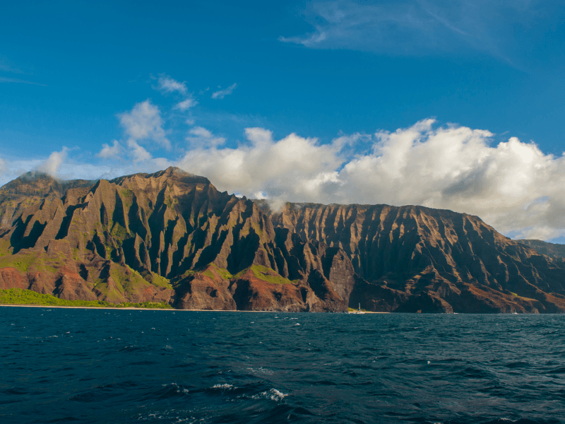 View of the Napali Coast from the water
