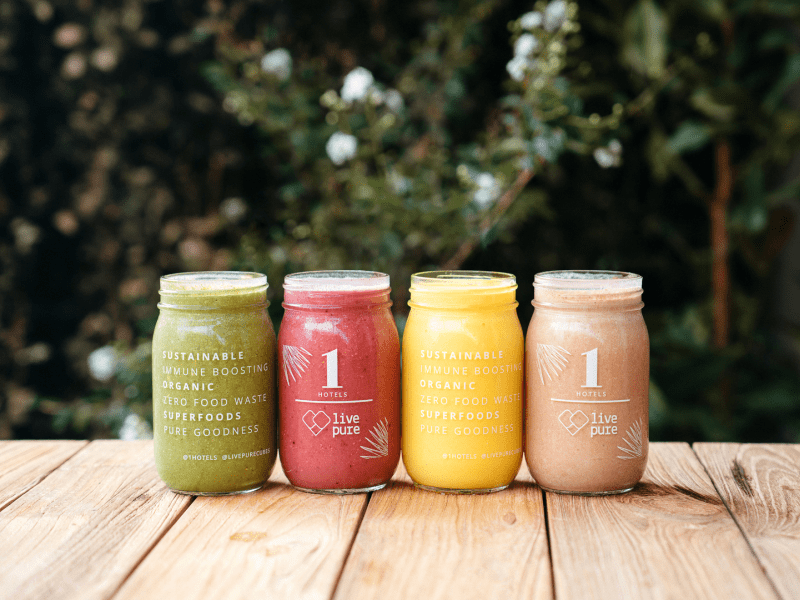 Smoothies lined up 