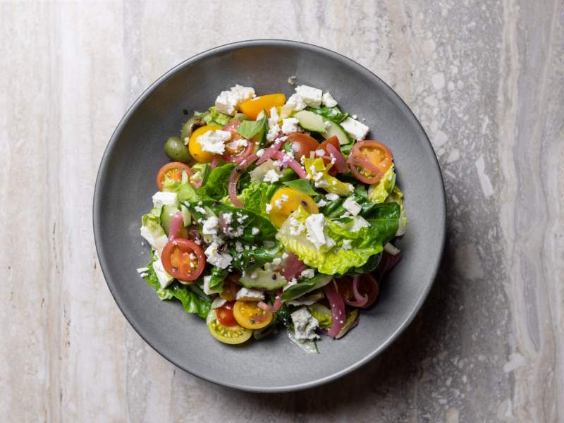 A salad with feta cheese