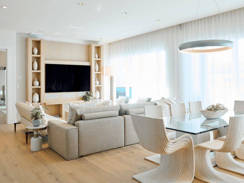 A penthouse living room area