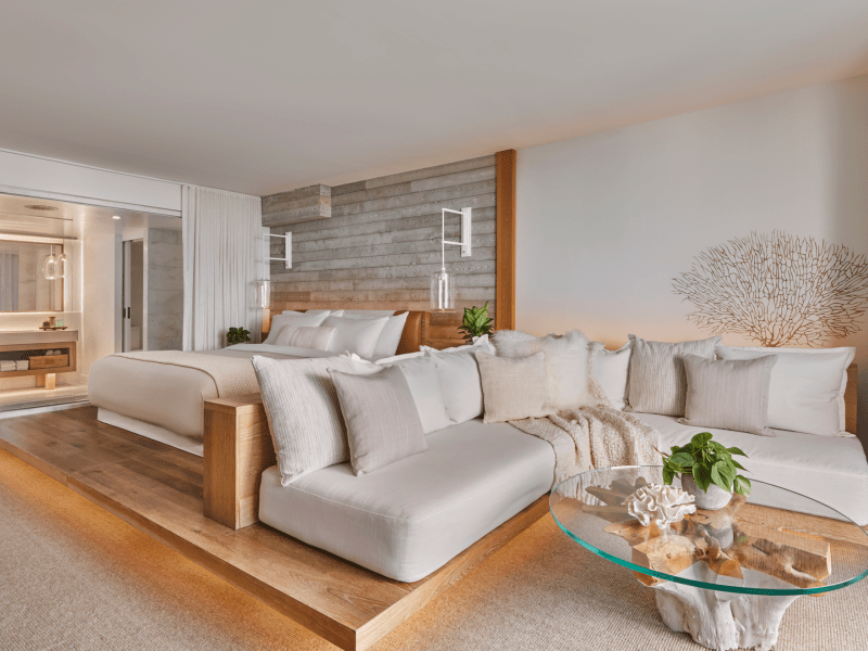 Living space in hotel room