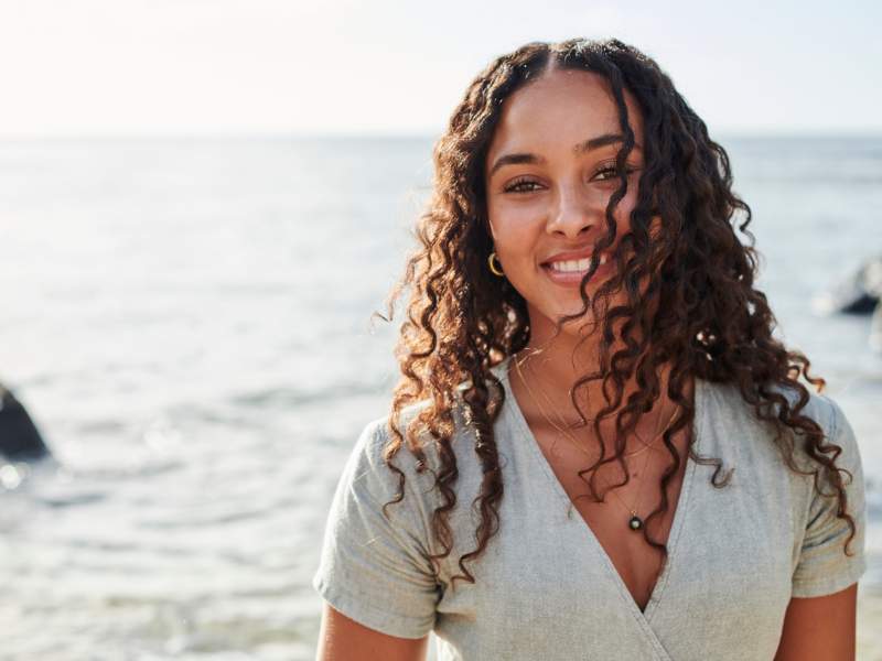 Woman with curly hair