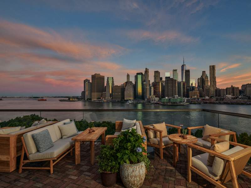 harriet's rooftop overlooking NYC skyline