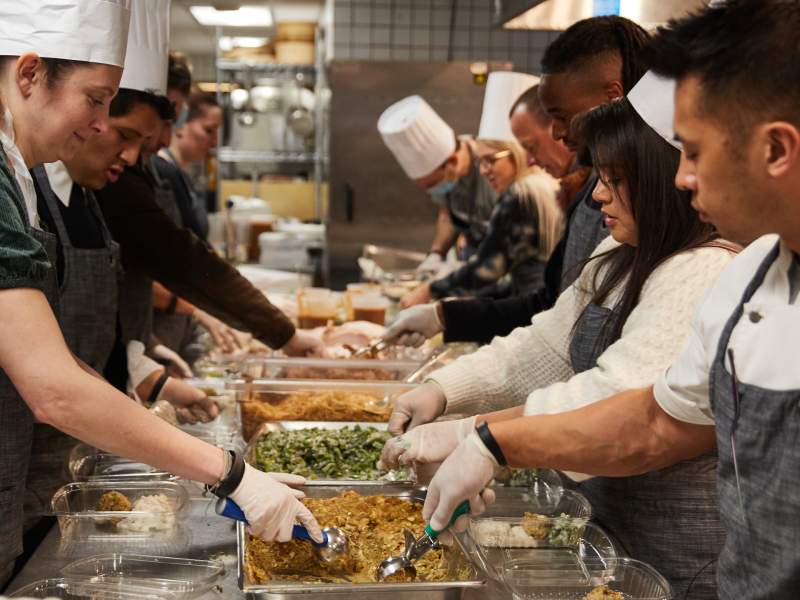 volunteer efforts preparing meals