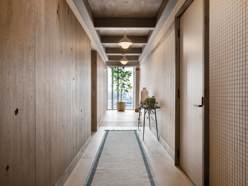 Wood paneled hallway