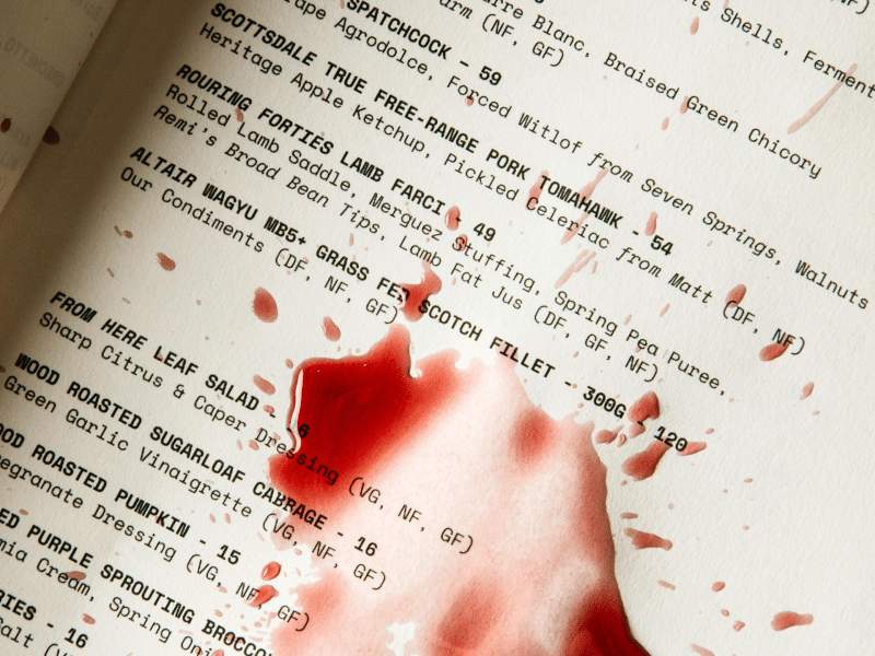 Wine Splattered on Menu