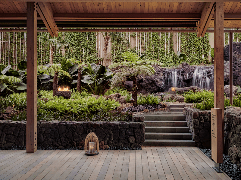 Rock wall 1 Hotel lobby garden