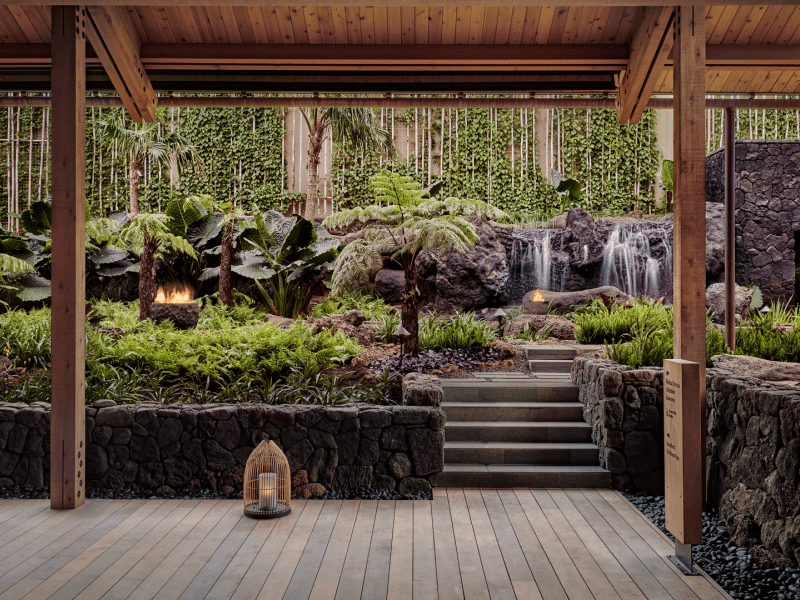 Rock wall 1 Hotel lobby garden