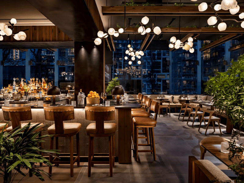 Dining area with a bar