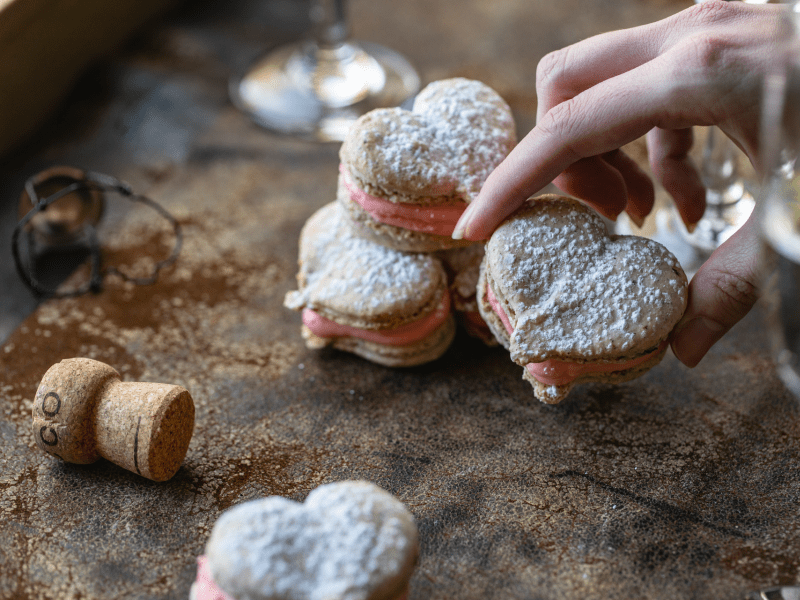 Heart-shaped macarons