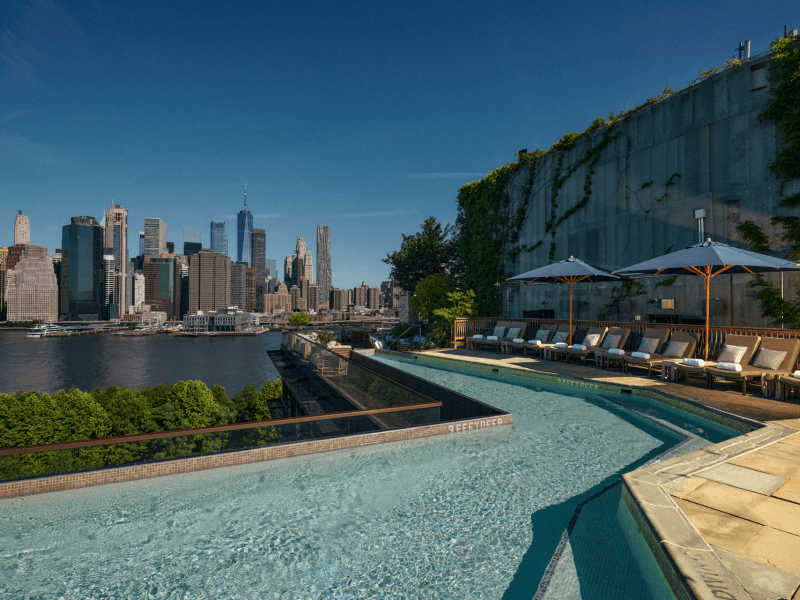 rooftop pool at 1 hotel brooklyn bridge