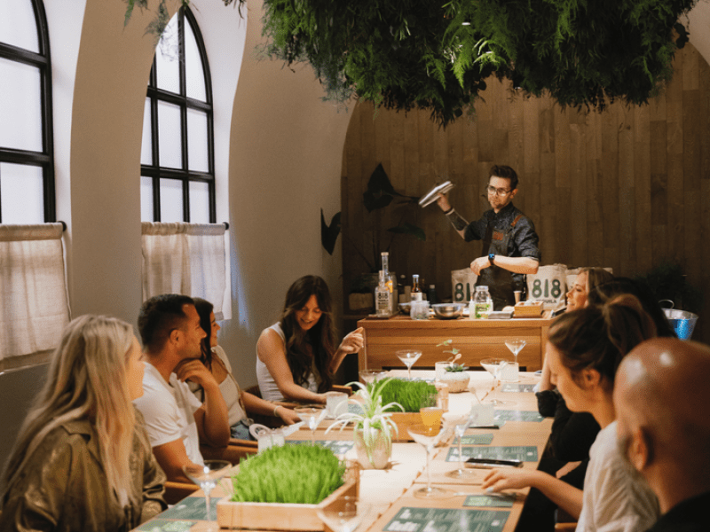 People sitting at a table in a restaurant