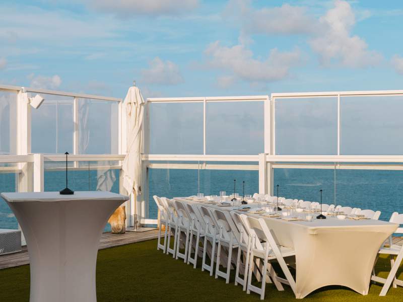 table overlooking water