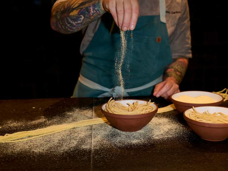 chef making pasta
