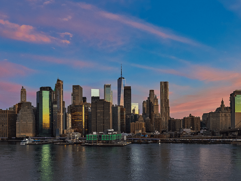 skyline view at sunset