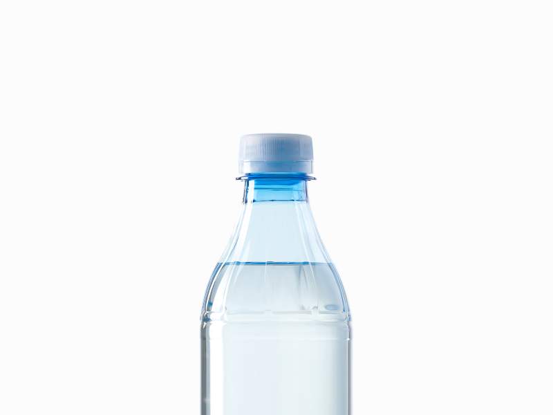 A plastic water bottle