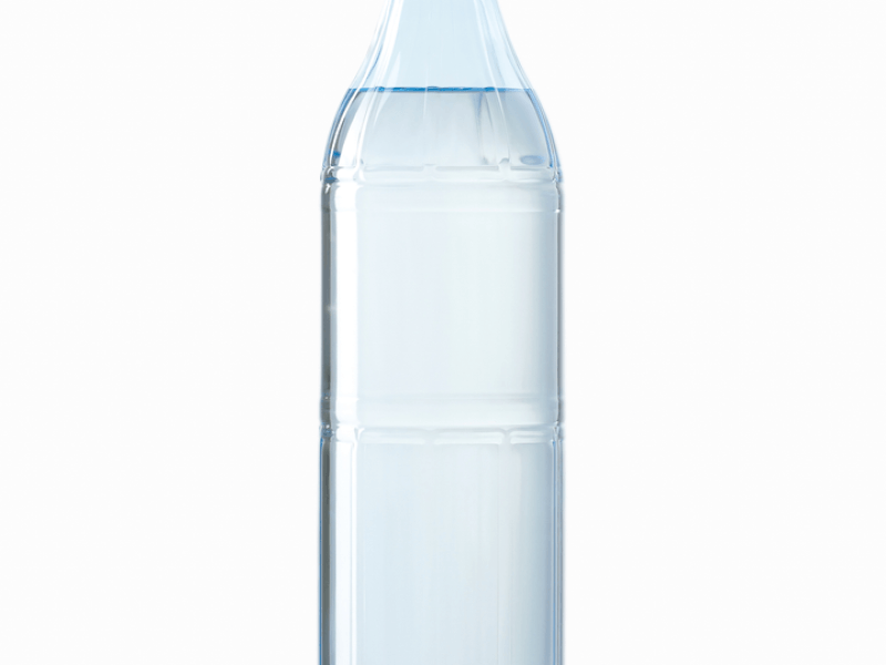 A plastic water bottle