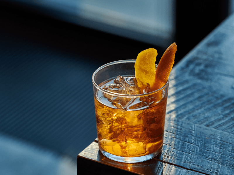 Negroni cocktail with an orange twist garnish