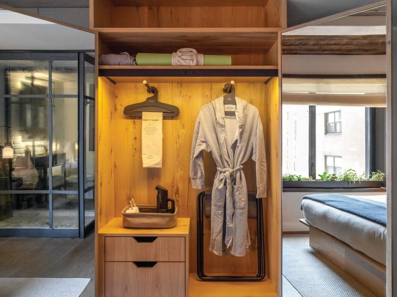 Housecoat hanging in a closet