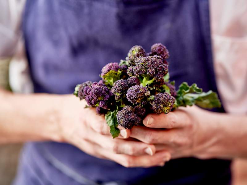 a woman holding a bushel of flowers