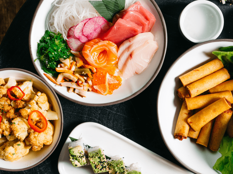 asian food on a table