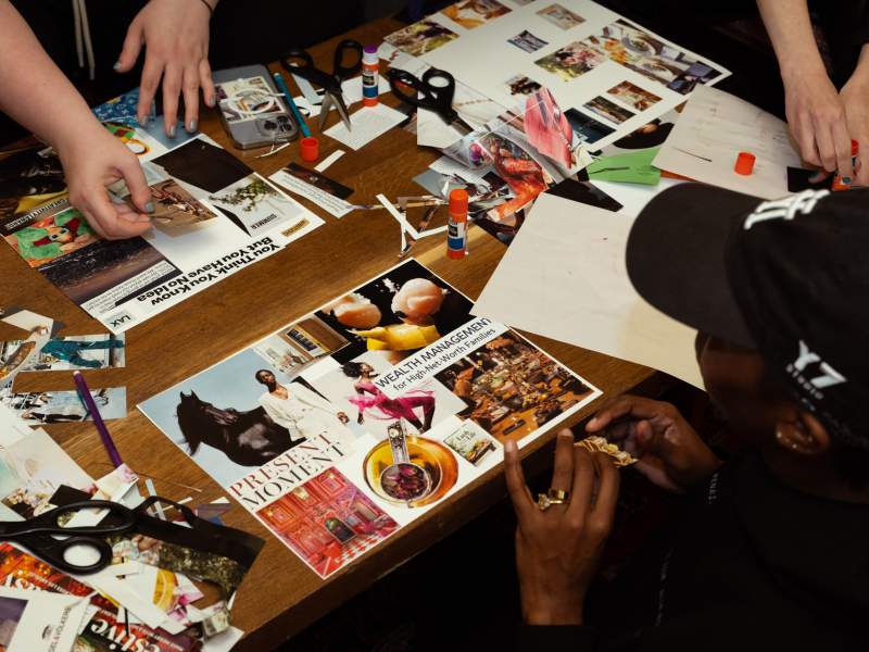 people putting picture collages together