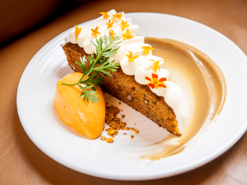 Carrot cake with whipped cream