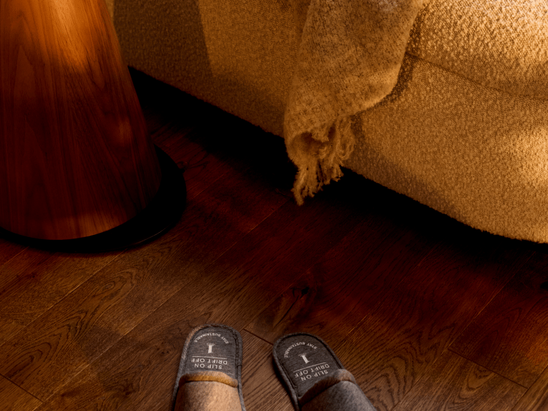 Shoes next to bed
