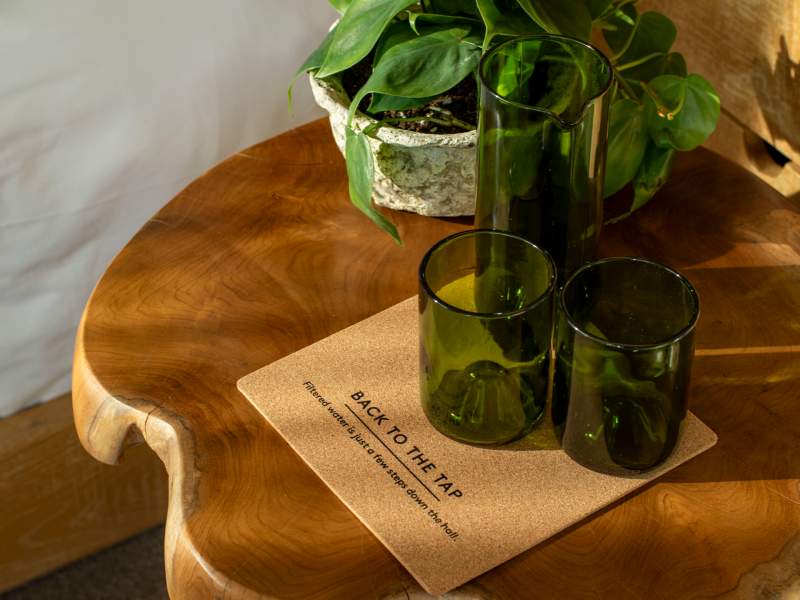 recycled wine glasses bedside