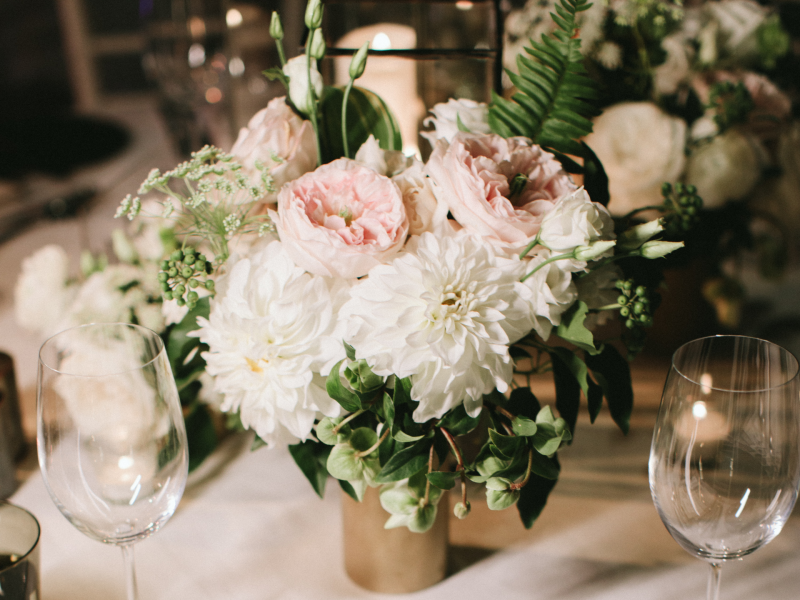 Table setting at a wedding venue