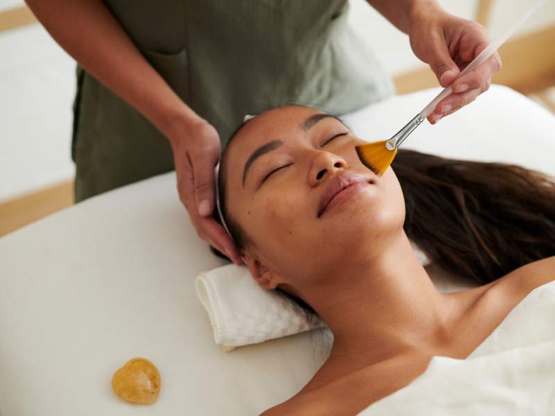 Woman getting facial