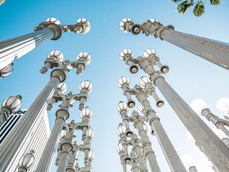 A line of lamp post pillars