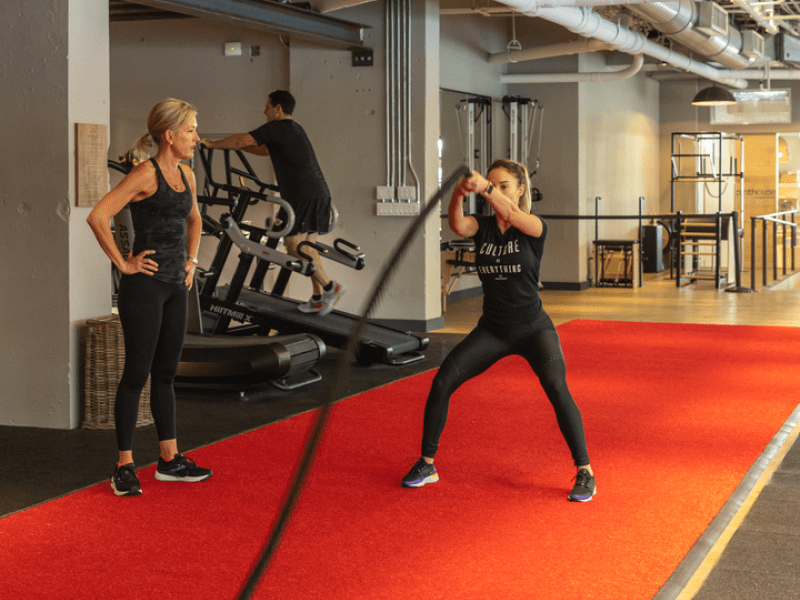 Person training with a rope