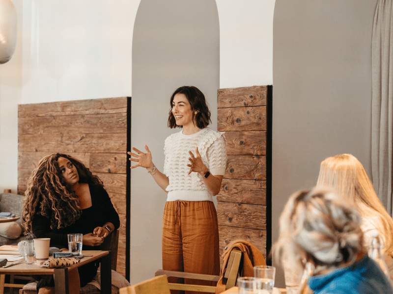 woman speaking to a group