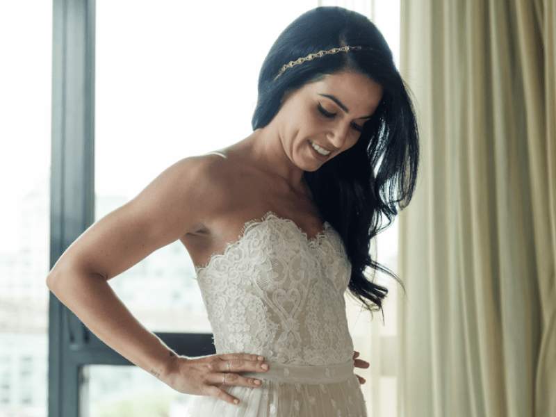 Bride in her wedding dress