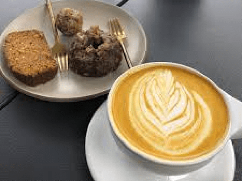 Latte and banana bread