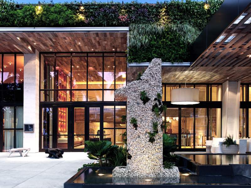 The number 1 made from white stone at 1 Hotel South Beach
