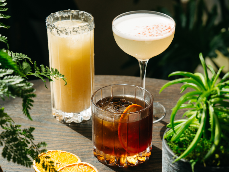 cocktails on a table
