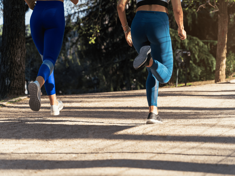 Two people jogging