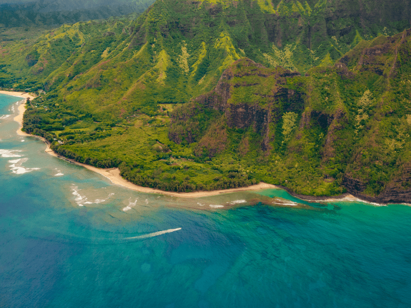 Drone shot of the Napali Coast