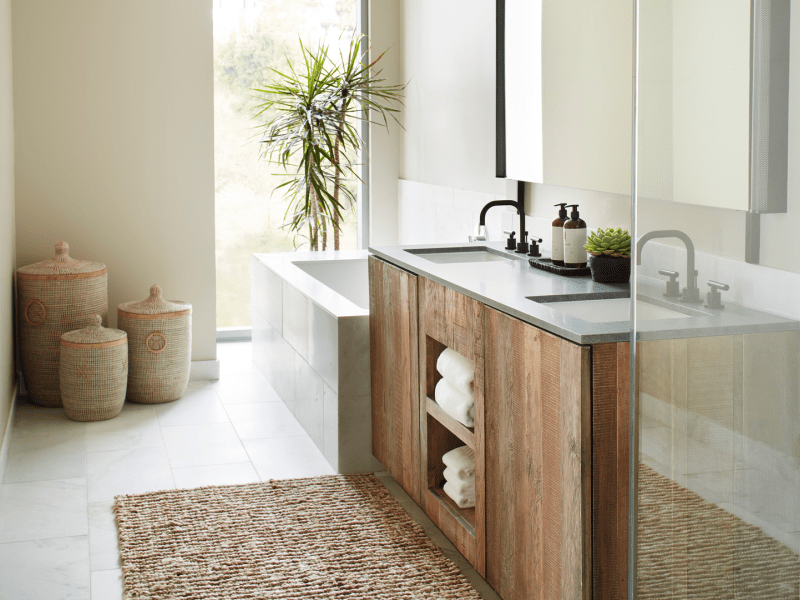 Bathroom with a wooden vanity