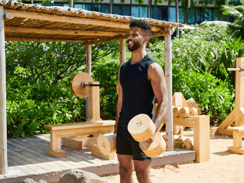 Man working out outdoors