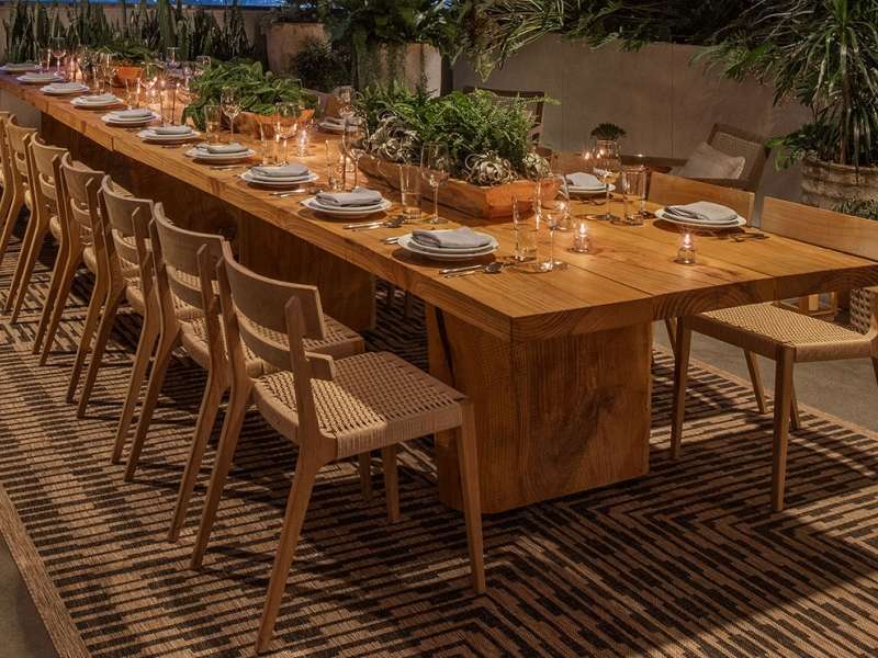 Wooden banquet style table