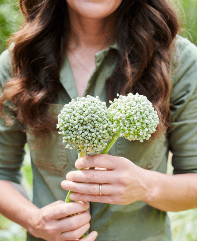 Woman holding plants